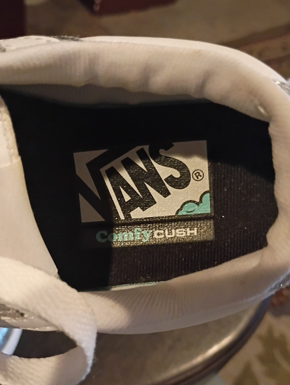 Vans Women's White and Silver Glitter Low-Top Sneakers - Picture 13 of 14